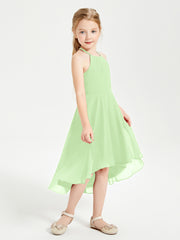 Junior Robes de Demoiselle d'Honneur Longueur de Mollet avec Jupe Asymétrique Sauge