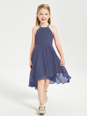Junior Robes de Demoiselle d'Honneur Longueur de Mollet avec Jupe Asymétrique Orageux