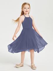 Junior Robes de Demoiselle d'Honneur Longueur de Mollet avec Jupe Asymétrique Orageux