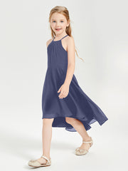 Junior Robes de Demoiselle d'Honneur Longueur de Mollet avec Jupe Asymétrique Orageux
