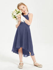 Junior Robes de Demoiselle d'Honneur Longueur de Mollet avec Jupe Asymétrique Orageux