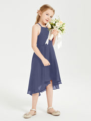 Junior Robes de Demoiselle d'Honneur Longueur de Mollet avec Jupe Asymétrique Orageux