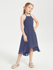 Junior Robes de Demoiselle d'Honneur Longueur de Mollet avec Jupe Asymétrique Orageux
