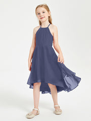 Junior Robes de Demoiselle d'Honneur Longueur de Mollet avec Jupe Asymétrique Orageux