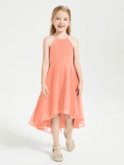 Junior Robes de Demoiselle d'Honneur Longueur de Mollet avec Jupe Asymétrique Crépuscule