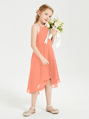 Junior Robes de Demoiselle d'Honneur Longueur de Mollet avec Jupe Asymétrique Crépuscule