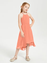 Junior Robes de Demoiselle d'Honneur Longueur de Mollet avec Jupe Asymétrique Crépuscule