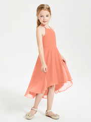 Junior Robes de Demoiselle d'Honneur Longueur de Mollet avec Jupe Asymétrique Crépuscule