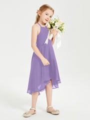 Junior Robes de Demoiselle d'Honneur Longueur de Mollet avec Jupe Asymétrique Tahiti
