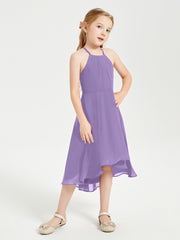 Junior Robes de Demoiselle d'Honneur Longueur de Mollet avec Jupe Asymétrique Tahiti