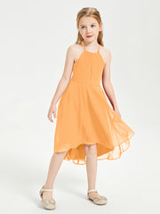 Junior Robes de Demoiselle d'Honneur Longueur de Mollet avec Jupe Asymétrique Mandarine