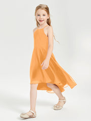 Junior Robes de Demoiselle d'Honneur Longueur de Mollet avec Jupe Asymétrique Mandarine