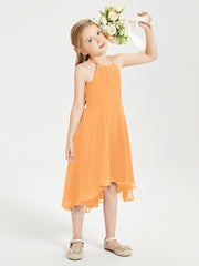 Junior Robes de Demoiselle d'Honneur Longueur de Mollet avec Jupe Asymétrique Mandarine