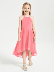 Junior Robes de Demoiselle d'Honneur Longueur de Mollet avec Jupe Asymétrique Pastèque