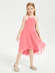 Junior Robes de Demoiselle d'Honneur Longueur de Mollet avec Jupe Asymétrique Pastèque