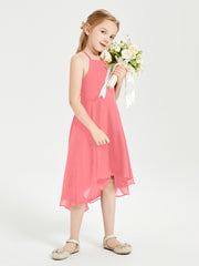 Junior Robes de Demoiselle d'Honneur Longueur de Mollet avec Jupe Asymétrique Pastèque