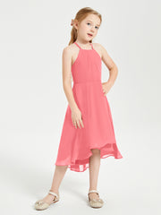 Junior Robes de Demoiselle d'Honneur Longueur de Mollet avec Jupe Asymétrique Pastèque