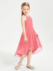 Junior Robes de Demoiselle d'Honneur Longueur de Mollet avec Jupe Asymétrique Pastèque