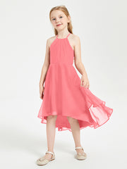 Junior Robes de Demoiselle d'Honneur Longueur de Mollet avec Jupe Asymétrique Pastèque