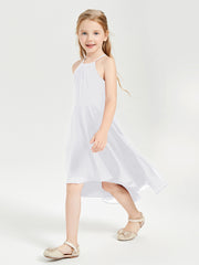 Junior Robes de Demoiselle d'Honneur Longueur de Mollet avec Jupe Asymétrique Blanc