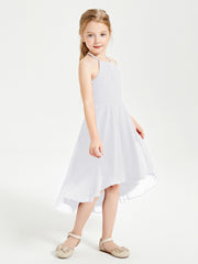 Junior Robes de Demoiselle d'Honneur Longueur de Mollet avec Jupe Asymétrique Blanc