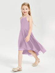 Junior Robes de Demoiselle d'Honneur Longueur de Mollet avec Jupe Asymétrique Glycine