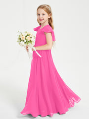 Robe de Demoiselle d'Honneur Junior en Mousseline Délicate Azalée