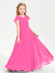 Robe de Demoiselle d'Honneur Junior en Mousseline Délicate Azalée