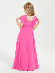 Robe de Demoiselle d'Honneur Junior en Mousseline Délicate Azalée