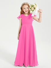 Robe de Demoiselle d'Honneur Junior en Mousseline Délicate Azalée