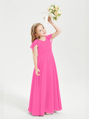 Robe de Demoiselle d'Honneur Junior en Mousseline Délicate Azalée