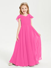 Robe de Demoiselle d'Honneur Junior en Mousseline Délicate Azalée