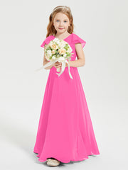Robe de Demoiselle d'Honneur Junior en Mousseline Délicate Azalée