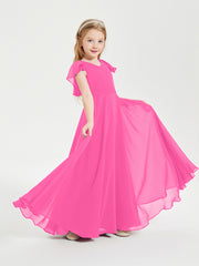 Robe de Demoiselle d'Honneur Junior en Mousseline Délicate Azalée