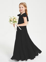 Robe de Demoiselle d'Honneur Junior en Mousseline Délicate Noir