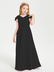 Robe de Demoiselle d'Honneur Junior en Mousseline Délicate Noir