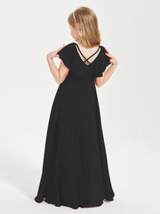 Robe de Demoiselle d'Honneur Junior en Mousseline Délicate Noir