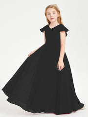 Robe de Demoiselle d'Honneur Junior en Mousseline Délicate Noir