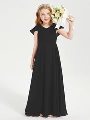 Robe de Demoiselle d'Honneur Junior en Mousseline Délicate Noir