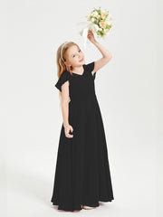 Robe de Demoiselle d'Honneur Junior en Mousseline Délicate Noir