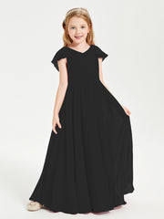 Robe de Demoiselle d'Honneur Junior en Mousseline Délicate Noir