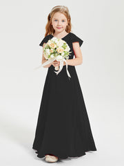 Robe de Demoiselle d'Honneur Junior en Mousseline Délicate Noir