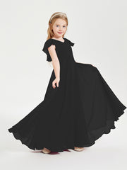 Robe de Demoiselle d'Honneur Junior en Mousseline Délicate Noir