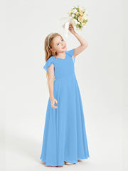 Robe de Demoiselle d'Honneur Junior en Mousseline Délicate Bleu