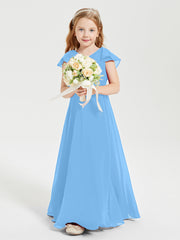 Robe de Demoiselle d'Honneur Junior en Mousseline Délicate Bleu