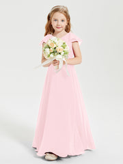 Robe de Demoiselle d'Honneur Junior en Mousseline Délicate Rose Pâle