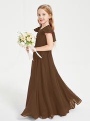 Robe de Demoiselle d'Honneur Junior en Mousseline Délicate Brun