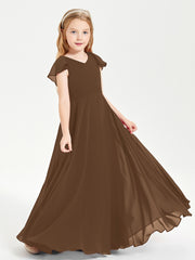 Robe de Demoiselle d'Honneur Junior en Mousseline Délicate Brun
