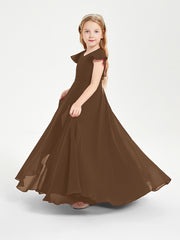 Robe de Demoiselle d'Honneur Junior en Mousseline Délicate Brun