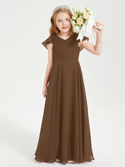 Robe de Demoiselle d'Honneur Junior en Mousseline Délicate Brun